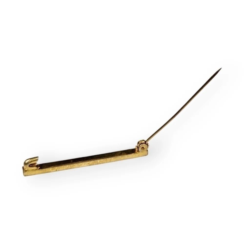 Antique Art Deco Bar Brooch Darkest Red White Enamel Stripe Gold Plate 1910s 20s